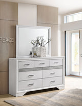 Dresser With Mirror - Miranda 7-drawer Dresser with Mirror White and Rhinestone