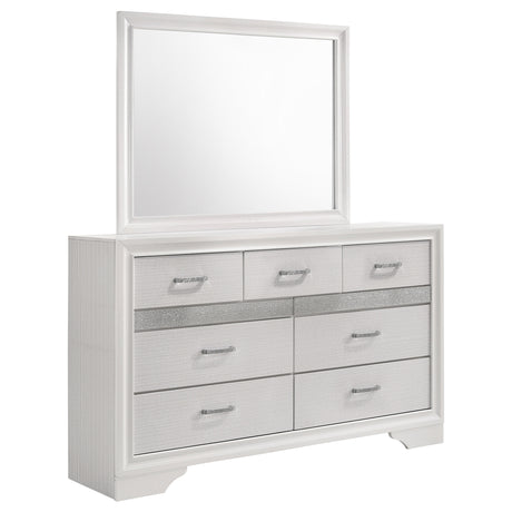 Dresser With Mirror - Miranda 7-drawer Dresser with Mirror White and Rhinestone