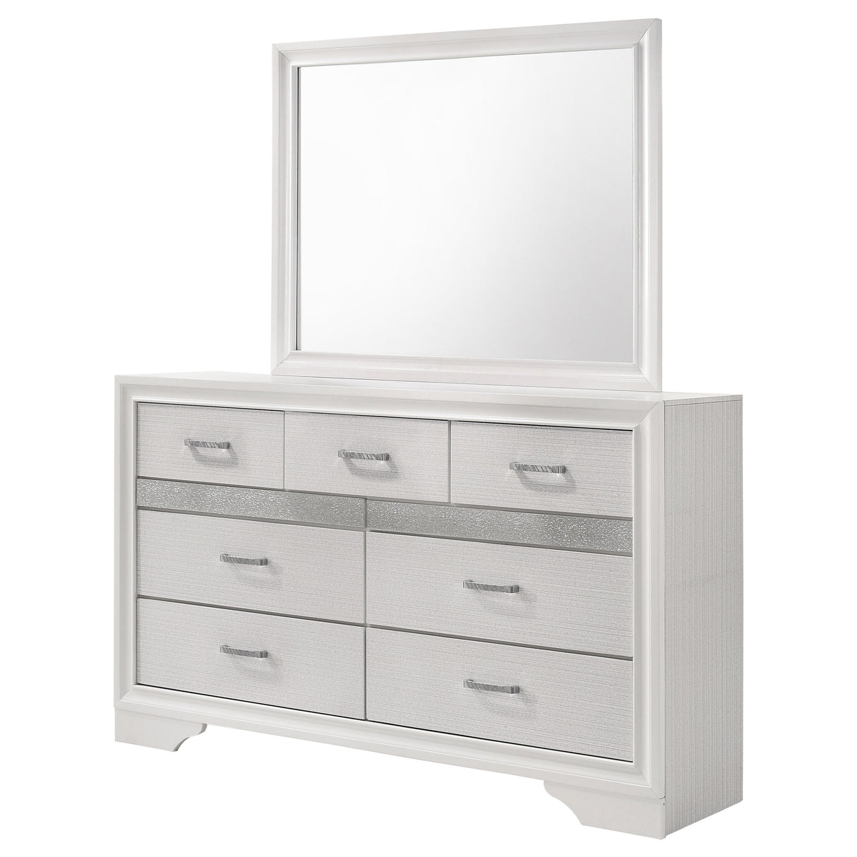 Dresser With Mirror - Miranda 7-drawer Dresser with Mirror White and Rhinestone