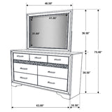 Dresser With Mirror - Miranda 7-drawer Dresser with Mirror White and Rhinestone