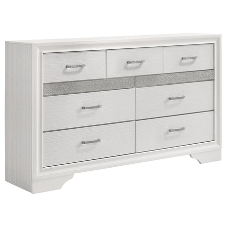 Dresser - Miranda 7-drawer Dresser White and Rhinestone
