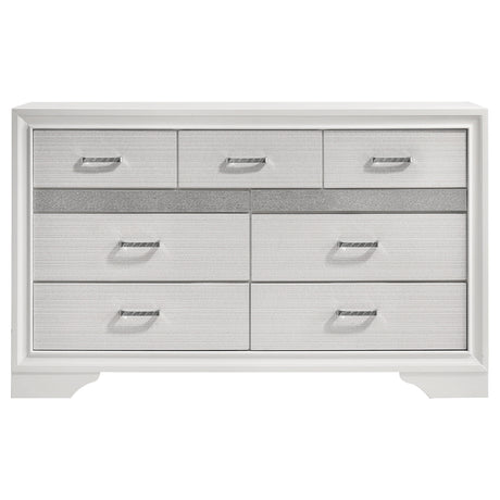 Dresser - Miranda 7-drawer Dresser White and Rhinestone