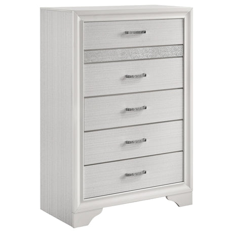 Chest - Miranda 5-drawer Chest White and Rhinestone