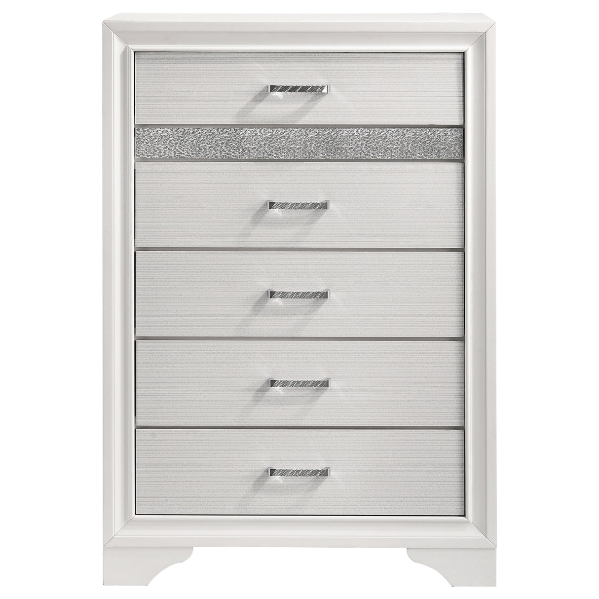 Chest - Miranda 5-drawer Chest White and Rhinestone