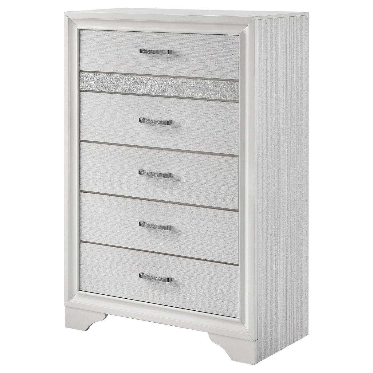 Chest - Miranda 5-drawer Chest White and Rhinestone