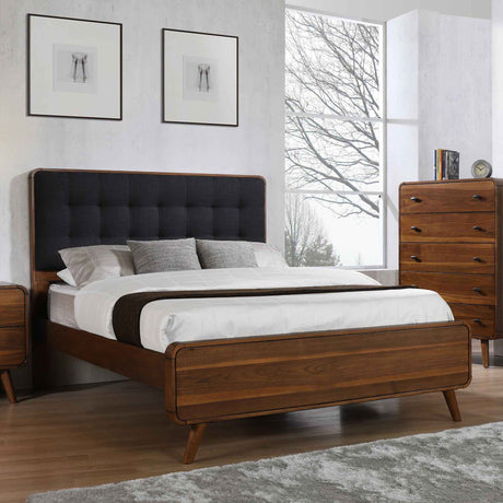 Eastern King Bed - Robyn Wood Eastern King Panel Bed Dark Walnut