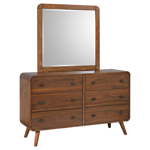 Dresser With Mirror - Robyn 6-drawer Dresser with Mirror Dark Walnut