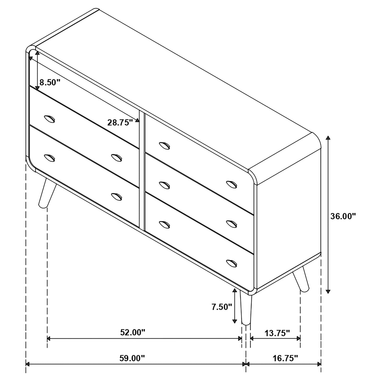 Dresser - Robyn 6-drawer Dresser Dark Walnut