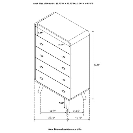 Chest - Robyn 5-drawer Chest Dark Walnut