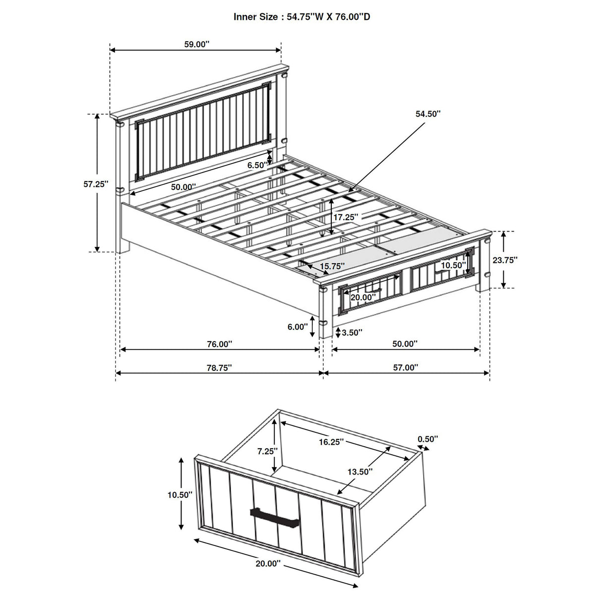 Full Storage Bed - Brenner Wood Full Storage Panel Bed Rustic Honey