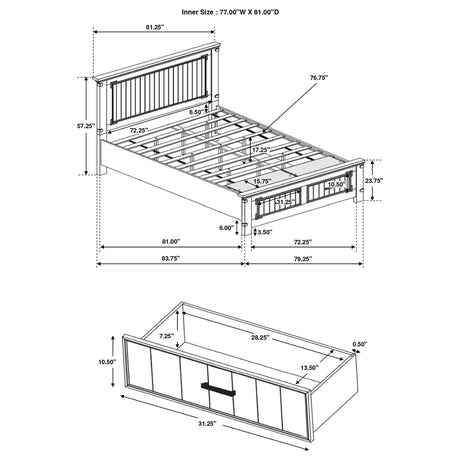 Eastern King Storage Bed - Brenner Wood Eastern King Storage Panel Bed Rustic Honey