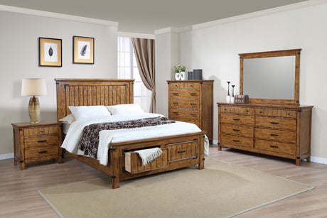 Eastern King Storage Bed - Brenner Wood Eastern King Storage Panel Bed Rustic Honey