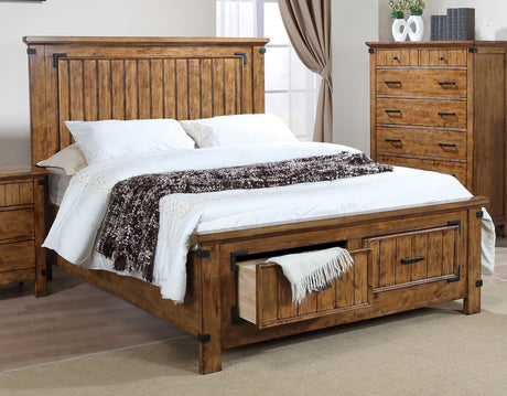 California King Storage Bed - Brenner Wood California King Storage Panel Bed Rustic Honey