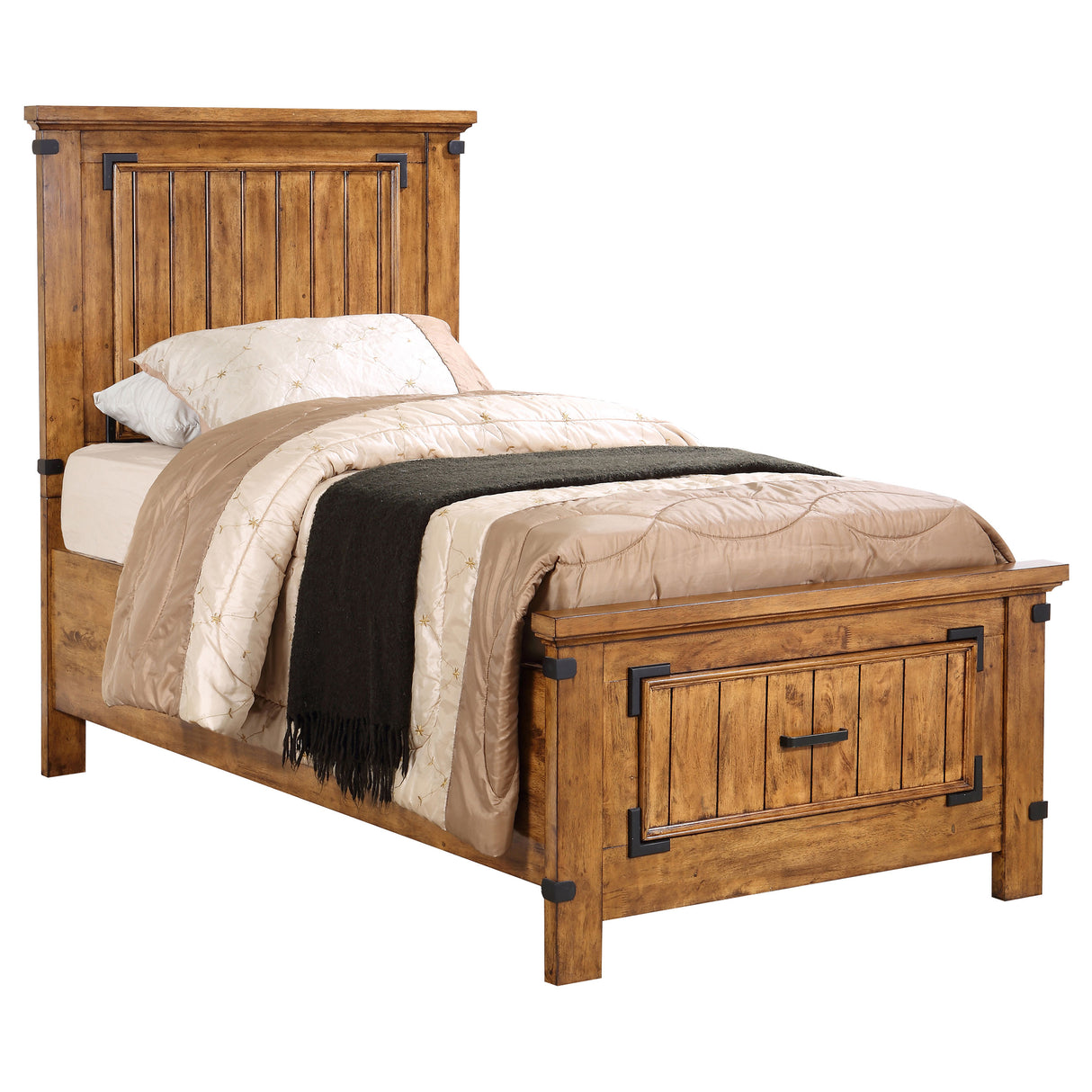 Twin Storage Bed - Brenner Wood Twin Storage Panel Bed Rustic Honey