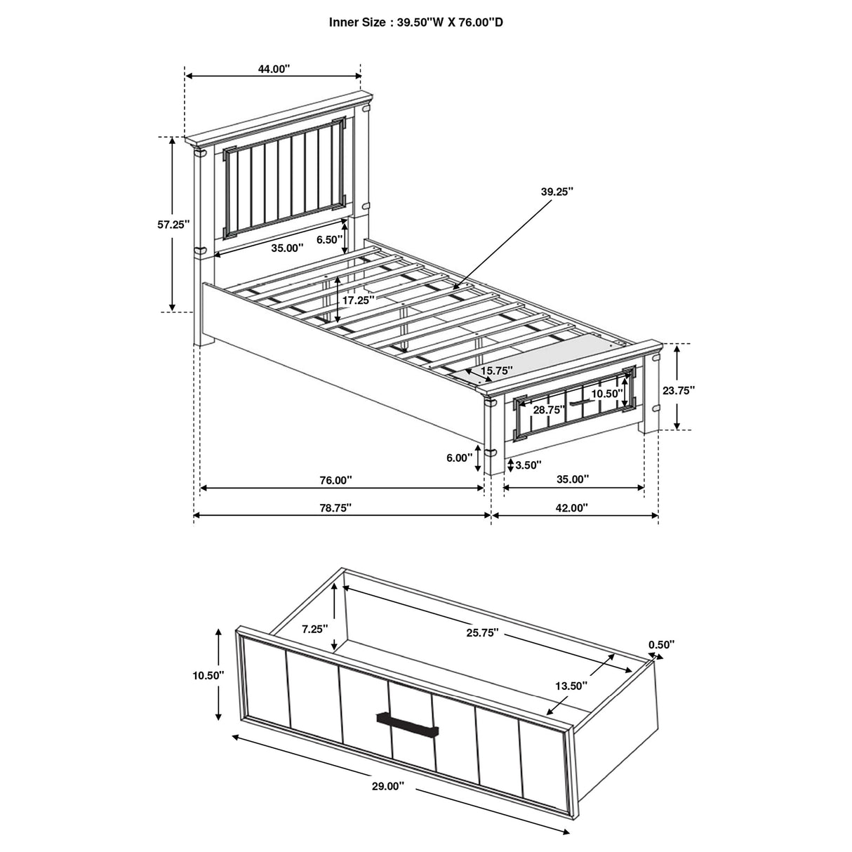 Twin Storage Bed - Brenner Wood Twin Storage Panel Bed Rustic Honey