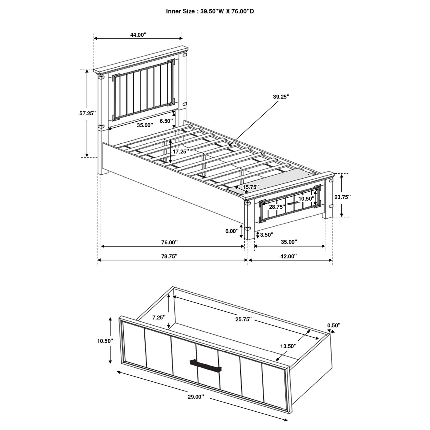 Twin Storage Bed - Brenner Wood Twin Storage Panel Bed Rustic Honey