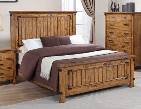 Full Bed - Brenner Wood Full Panel Bed Rustic Honey