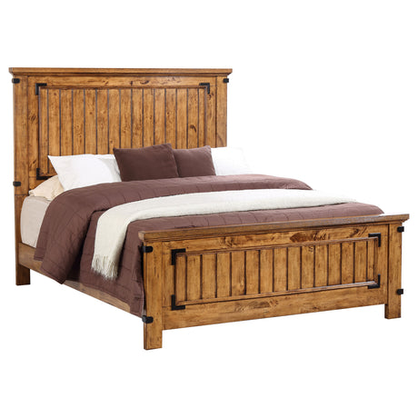 Full Bed - Brenner Wood Full Panel Bed Rustic Honey