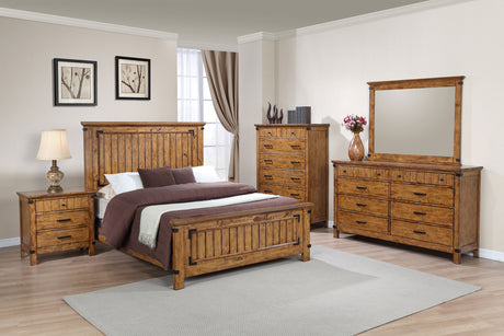 Full Bed - Brenner Wood Full Panel Bed Rustic Honey