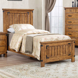 Twin Bed - Brenner Wood Twin Panel Bed Rustic Honey