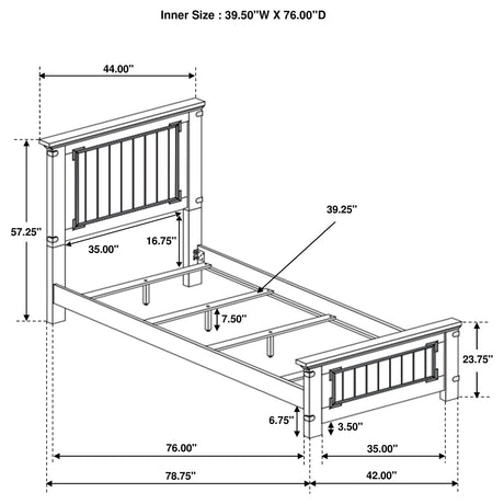 Twin Bed - Brenner Wood Twin Panel Bed Rustic Honey