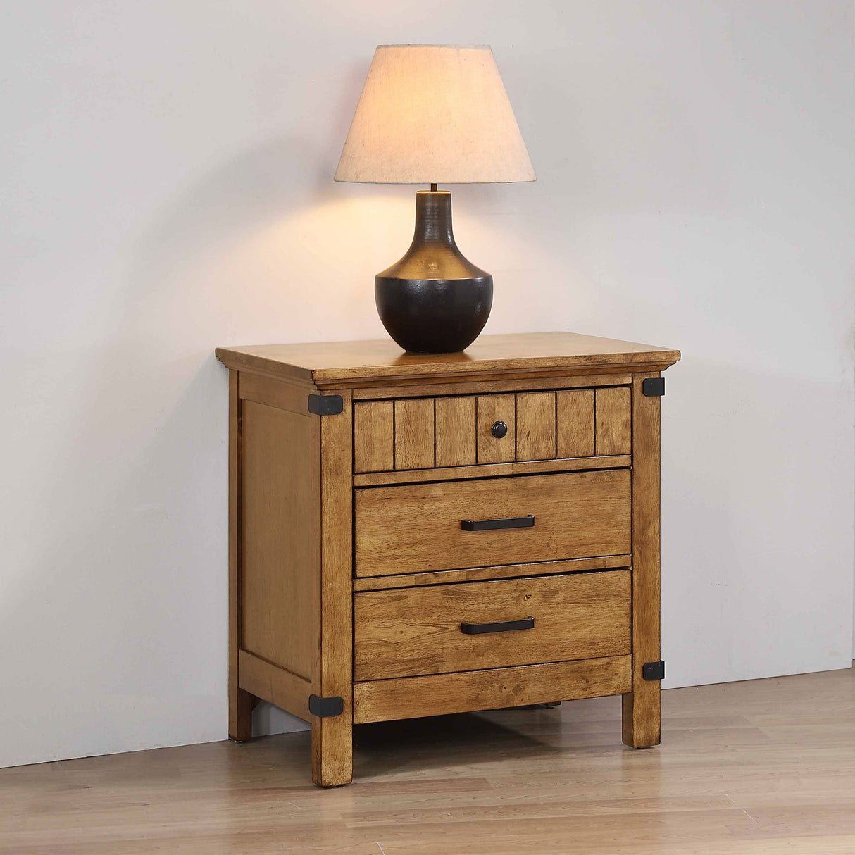 Nightstand - Brenner 3-drawer Night Stand Rustic Honey