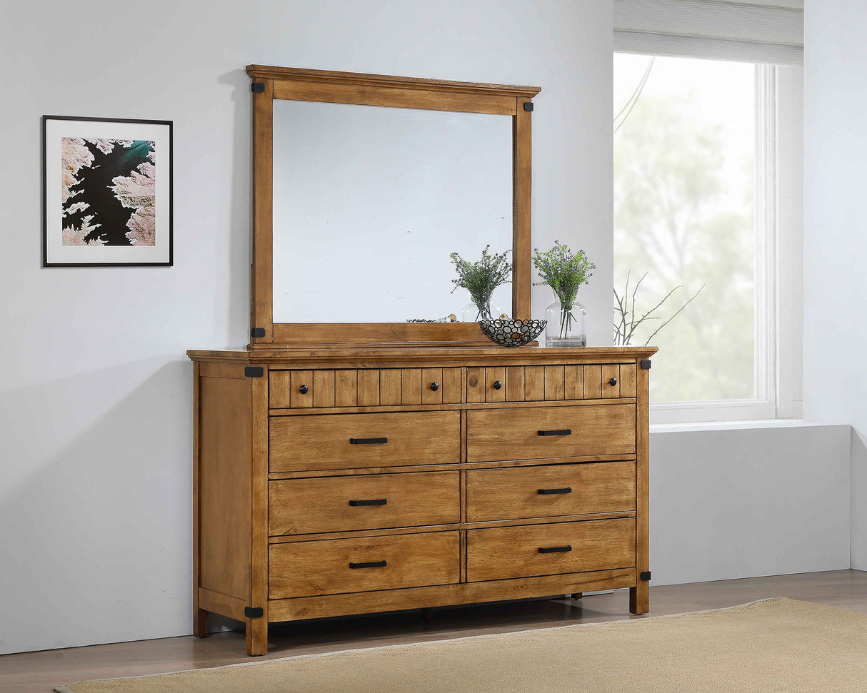 Dresser With Mirror - Brenner 8-drawer Dresser with Mirror Rustic Honey