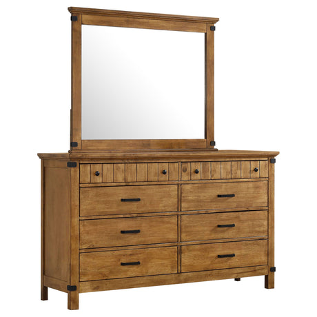 Dresser With Mirror - Brenner 8-drawer Dresser with Mirror Rustic Honey