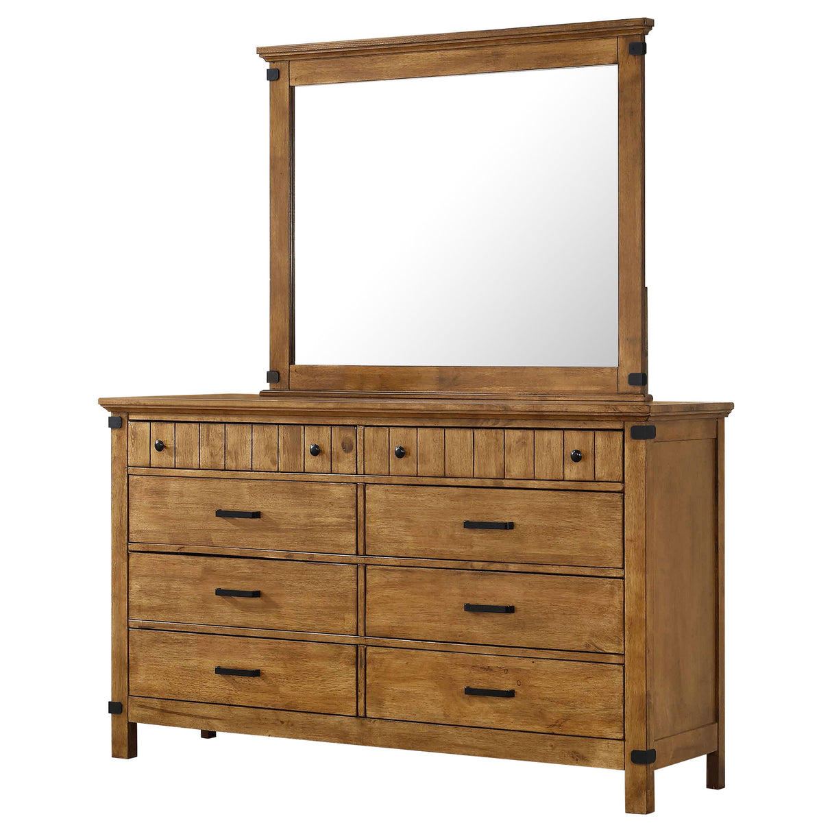 Dresser With Mirror - Brenner 8-drawer Dresser with Mirror Rustic Honey