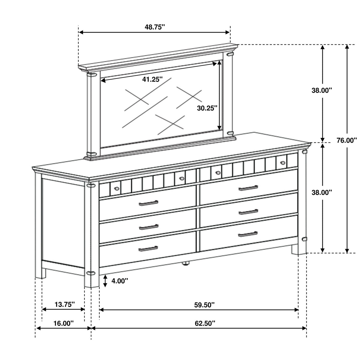 Dresser With Mirror - Brenner 8-drawer Dresser with Mirror Rustic Honey