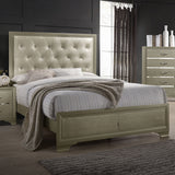 Eastern King Bed - Beaumont Wood Eastern King Panel Bed Champagne