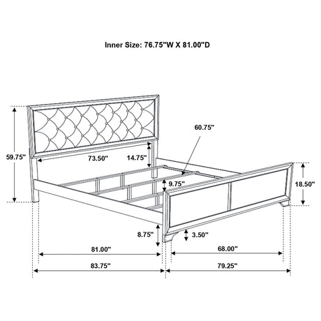 Eastern King Bed - Beaumont Wood Eastern King Panel Bed Champagne