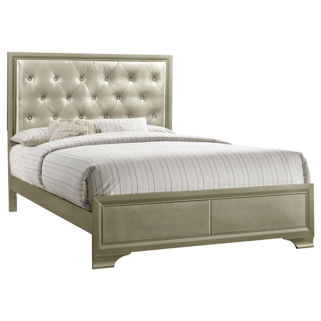 Queen Bed - Beaumont Wood Queen Panel Bed Champagne