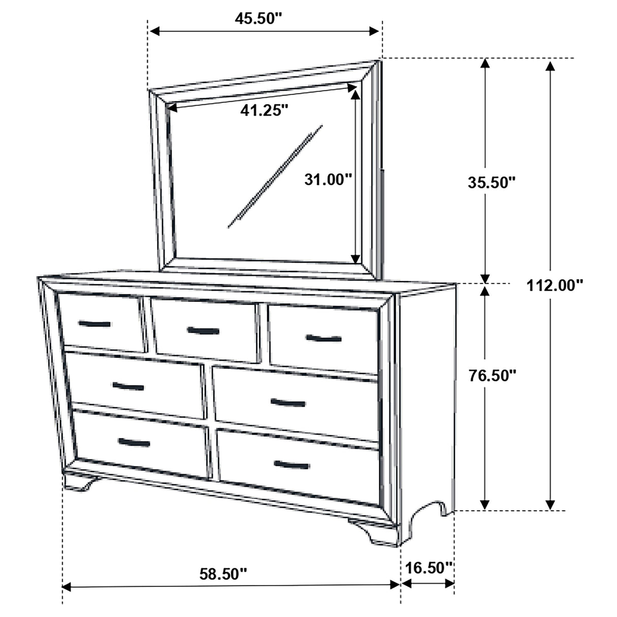 Dresser With Mirror - Beaumont 7-drawer Dresser with Mirror Champagne