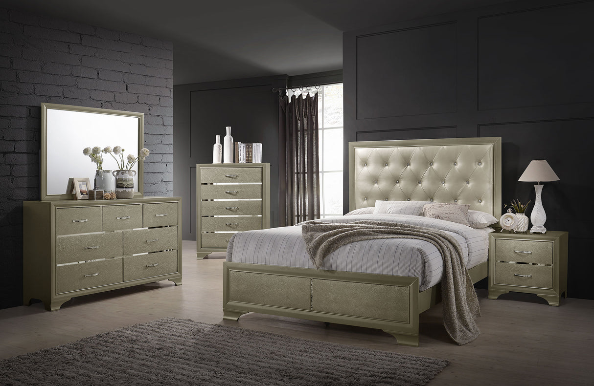 Dresser With Mirror - Beaumont 7-drawer Dresser with Mirror Champagne