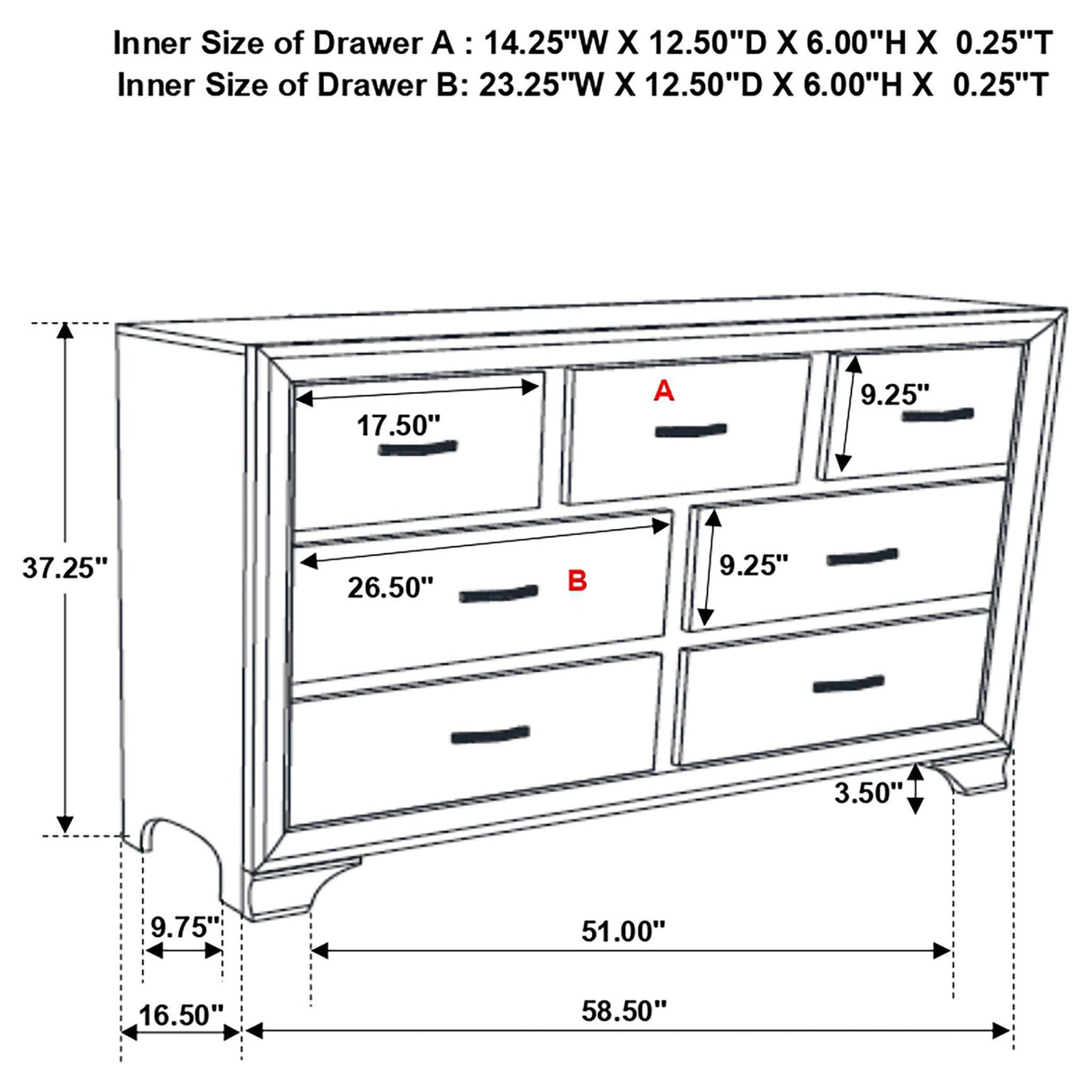 Beaumont 7 - drawer Rectangular Dresser Champagne | Coaster - 205293 - Home Elegance USA - 3