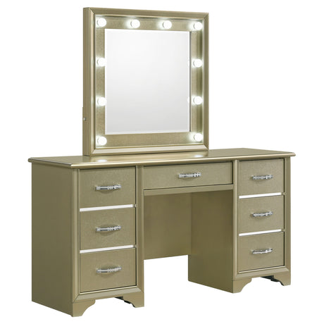 Vanity Table & Mirror - Beaumont 7-drawer Vanity Desk with Lighting Mirror Champagne