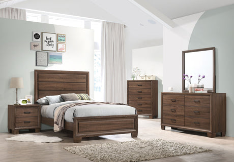 Full Bed - Brandon Wood Full Panel Bed Warm Brown