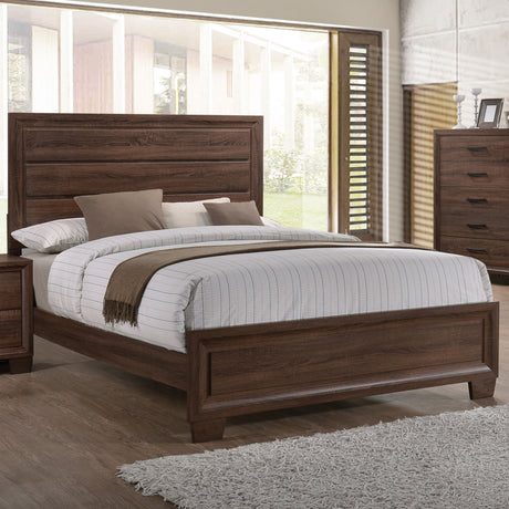 Eastern King Bed - Brandon Wood Eastern King Panel Bed Warm Brown