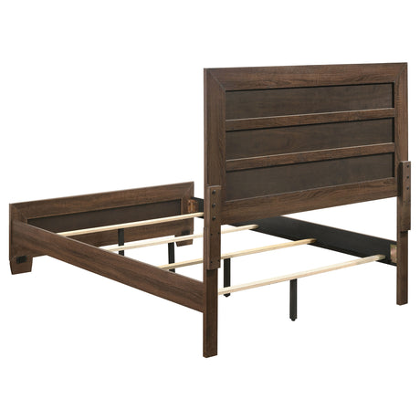 Eastern King Bed - Brandon Wood Eastern King Panel Bed Warm Brown