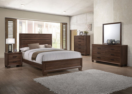 Eastern King Bed - Brandon Wood Eastern King Panel Bed Warm Brown