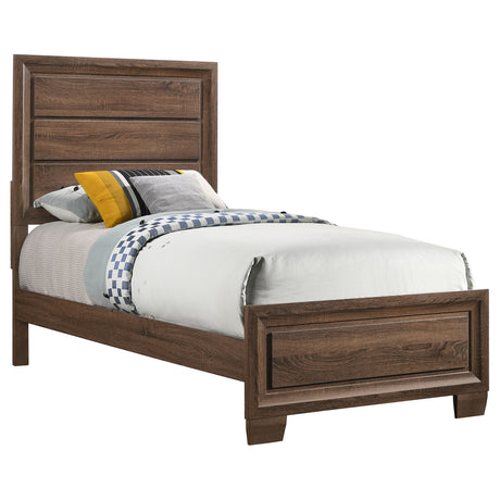 Twin Bed - Brandon Wood Twin Panel Bed Warm Brown