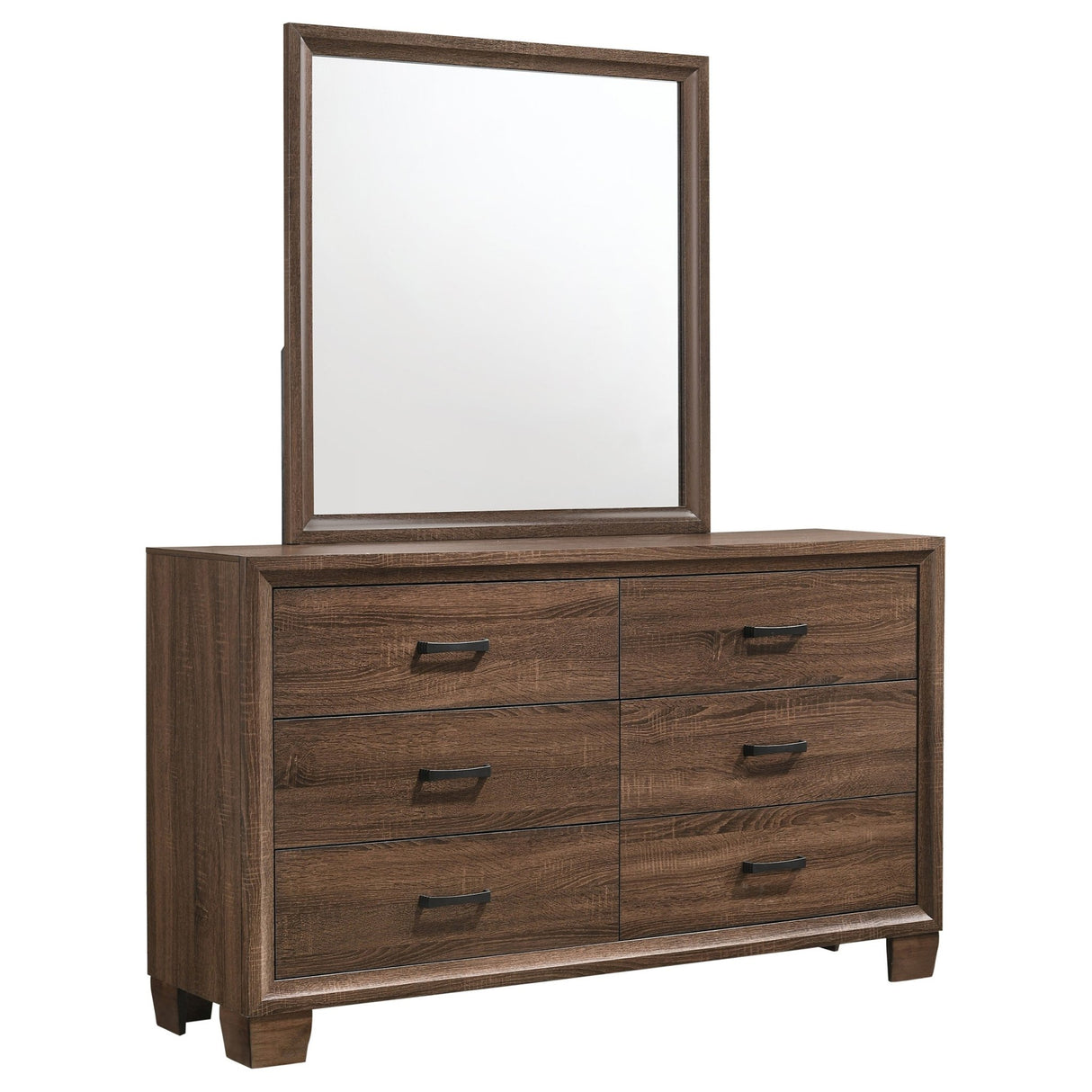 Brandon 6 - drawer Dresser with Mirror Medium Warm Brown | Coaster | Home Elegance USA