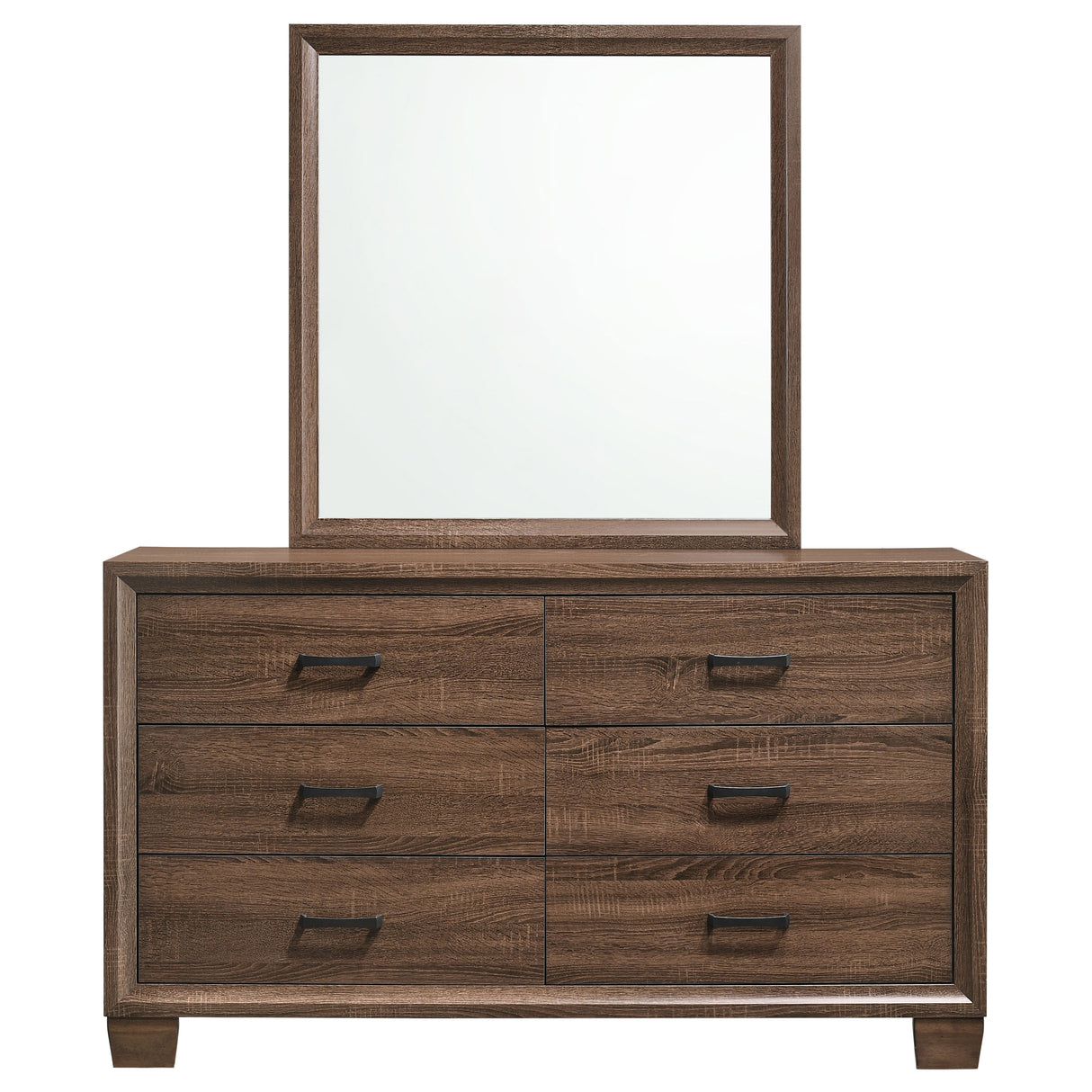 Dresser With Mirror - Brandon 6-drawer Dresser with Mirror Medium Warm Brown