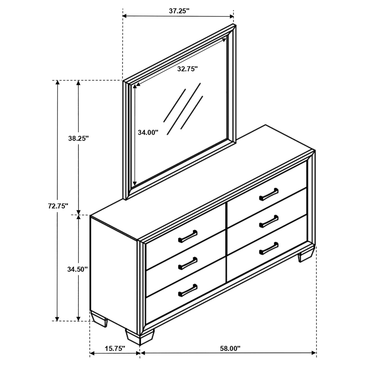 Brandon 6 - drawer Dresser with Mirror Medium Warm Brown | Coaster | Home Elegance USA