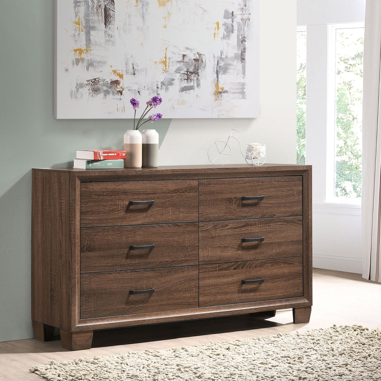 Brandon 6 - drawer Dresser Medium Warm Brown | Coaster - 205323 - Home Elegance USA - 2