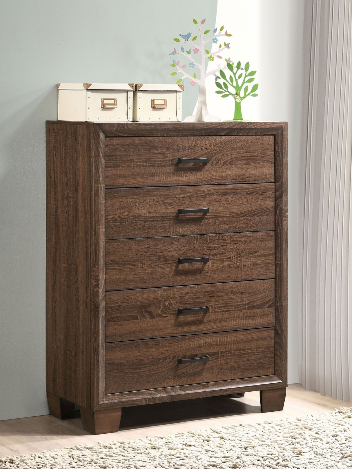 Brandon 5 - drawer Chest Medium Warm Brown | Coaster | Home Elegance USA