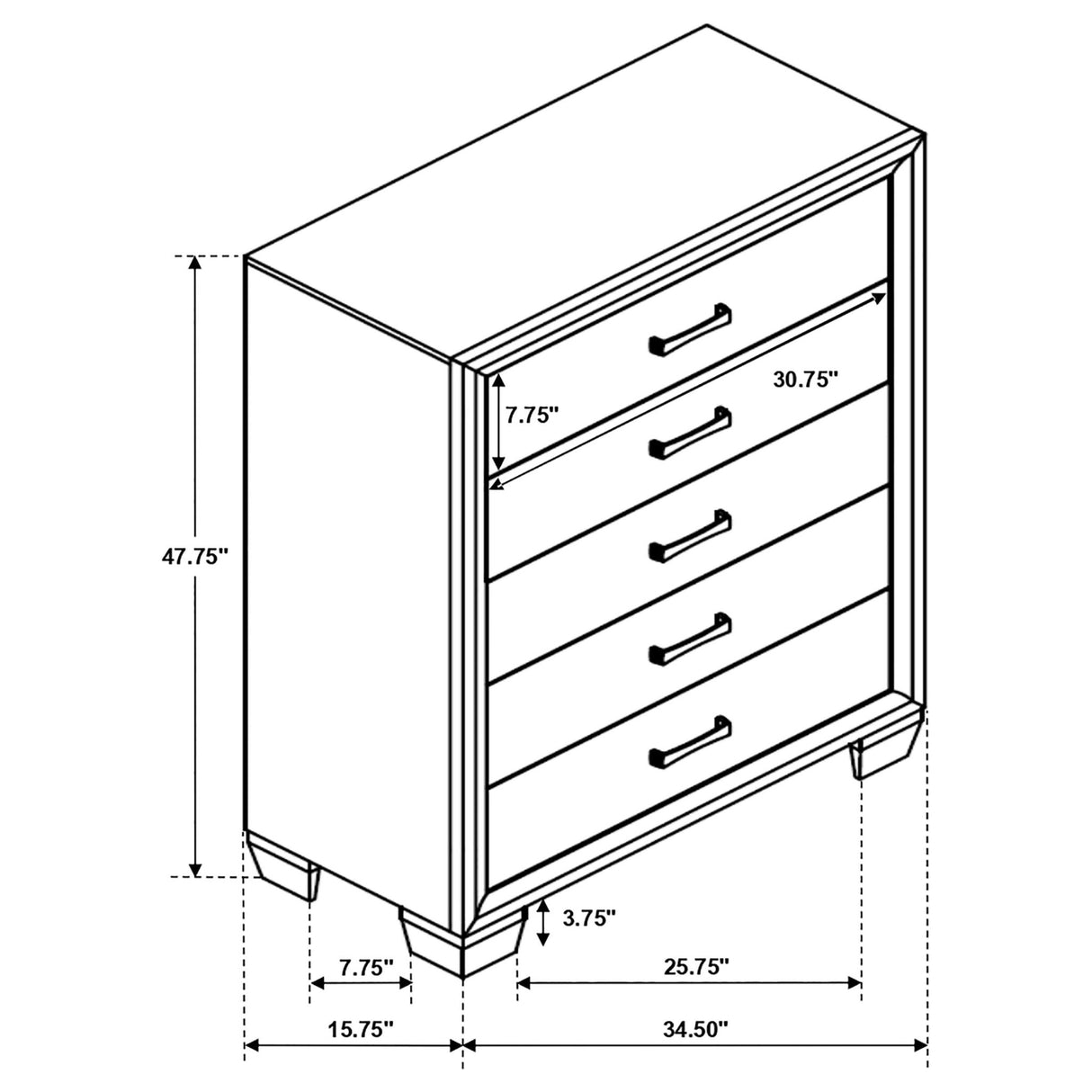 Brandon 5 - drawer Chest Medium Warm Brown | Coaster | Home Elegance USA