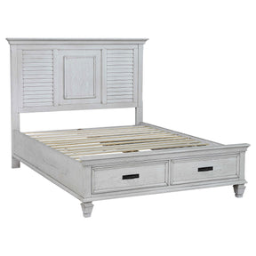 Eastern King Storage Bed  - Franco Wood Eastern King Storage Panel Bed Distressed White