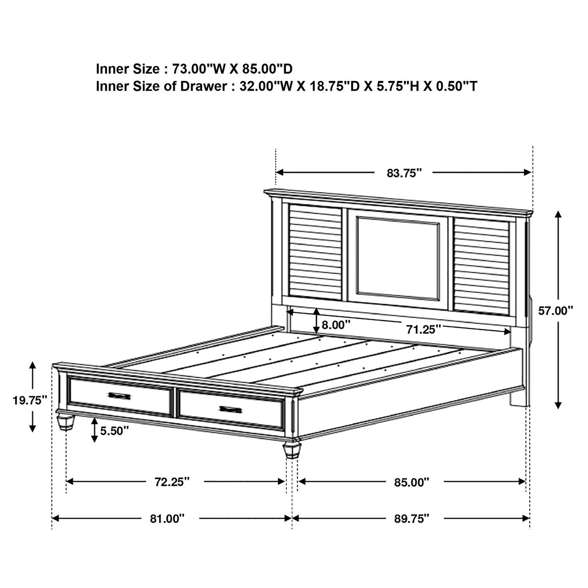 California King Bed 4 Pc Set - Franco 4-piece California King Bedroom Set Distressed White